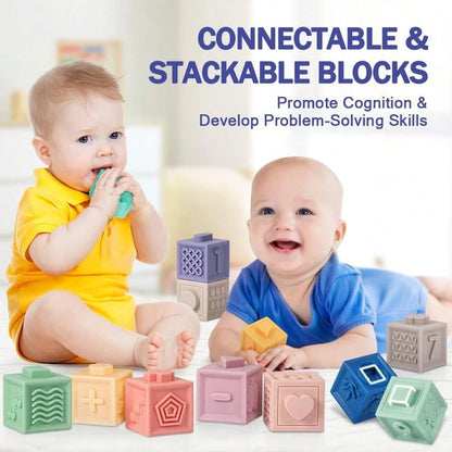 6-12 Months Baby Toys, Montessori Toys For 6-12 Months Infants, Including Stacking Blocks And Soft Baby Teething Toys And Sensory Balls, Suitable For 6-9-12 Months Toddlers- With Storage Box