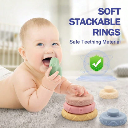6-12 Months Baby Toys, Montessori Toys For 6-12 Months Infants, Including Stacking Blocks And Soft Baby Teething Toys And Sensory Balls, Suitable For 6-9-12 Months Toddlers- With Storage Box