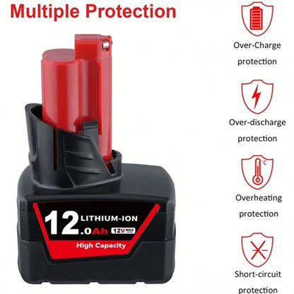 6/4/2 Pack 12.0Ah 12V Max Lithium-Ion Batteries Compatible With 48-11-2411,48-11-2402,48-11-2440,48-11-2411 Cordless Power Tools