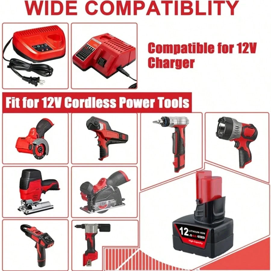 6/4/2 Pack 12.0Ah 12V Max Lithium-Ion Batteries Compatible With 48-11-2411,48-11-2402,48-11-2440,48-11-2411 Cordless Power Tools