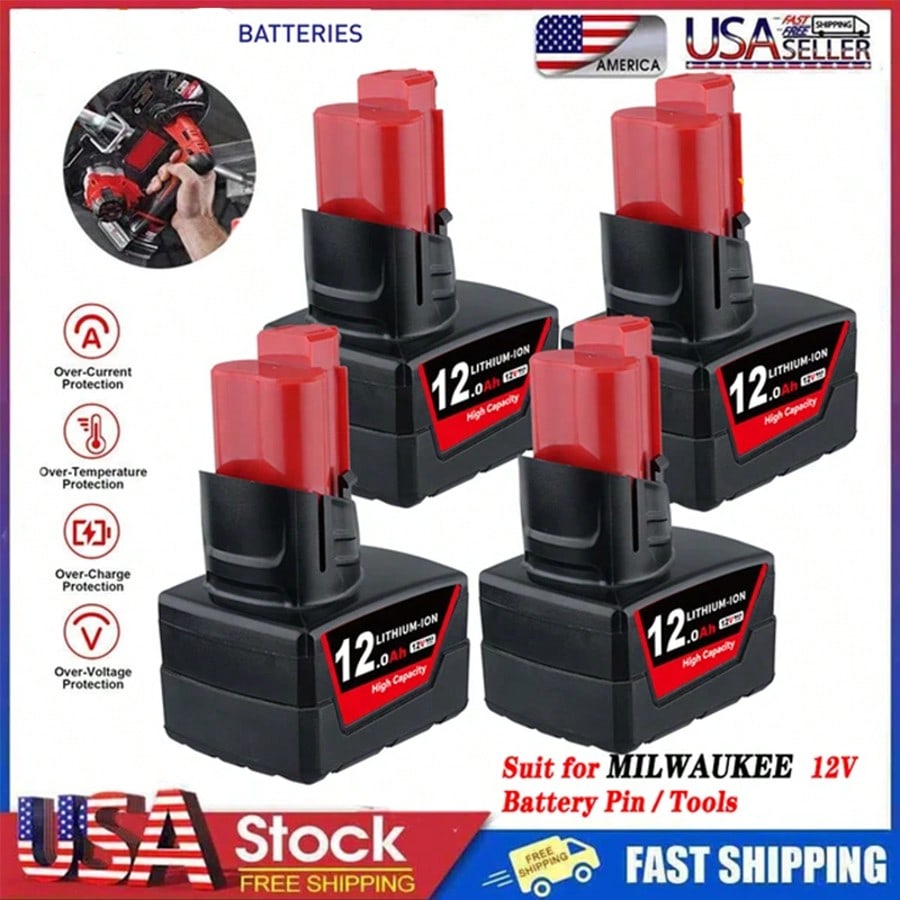 6/4/2 Pack 12.0Ah 12V Max Lithium-Ion Batteries Compatible With 48-11-2411,48-11-2402,48-11-2440,48-11-2411 Cordless Power Tools