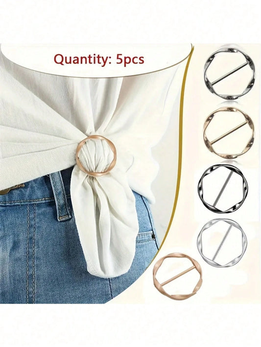 6/5/1pc Multi-Functional Alloy Buckle Set- Versatile, Mix & Match, Adjustable Length, Knotting, Suitable For Belts, Waistbands And T-Shirts, Casual Style Fabric DIY Crafts, Back To School, Room Decor