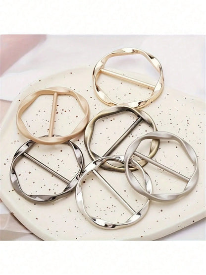 6/5/1pc Multi-Functional Alloy Buckle Set- Versatile, Mix & Match, Adjustable Length, Knotting, Suitable For Belts, Waistbands And T-Shirts, Casual Style Fabric DIY Crafts, Back To School, Room Decor