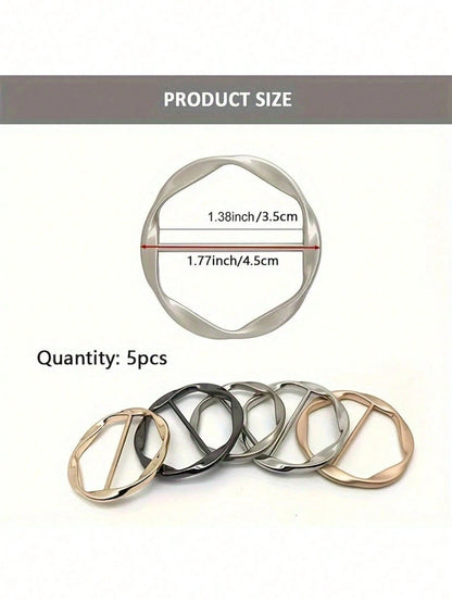 6/5/1pc Multi-Functional Alloy Buckle Set- Versatile, Mix & Match, Adjustable Length, Knotting, Suitable For Belts, Waistbands And T-Shirts, Casual Style Fabric DIY Crafts, Back To School, Room Decor