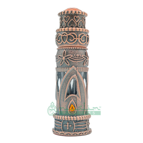 6 ml Emirati-Style Attar Perfume Bottle with Dipstick | Glass Vial Encased in Antique Bronze