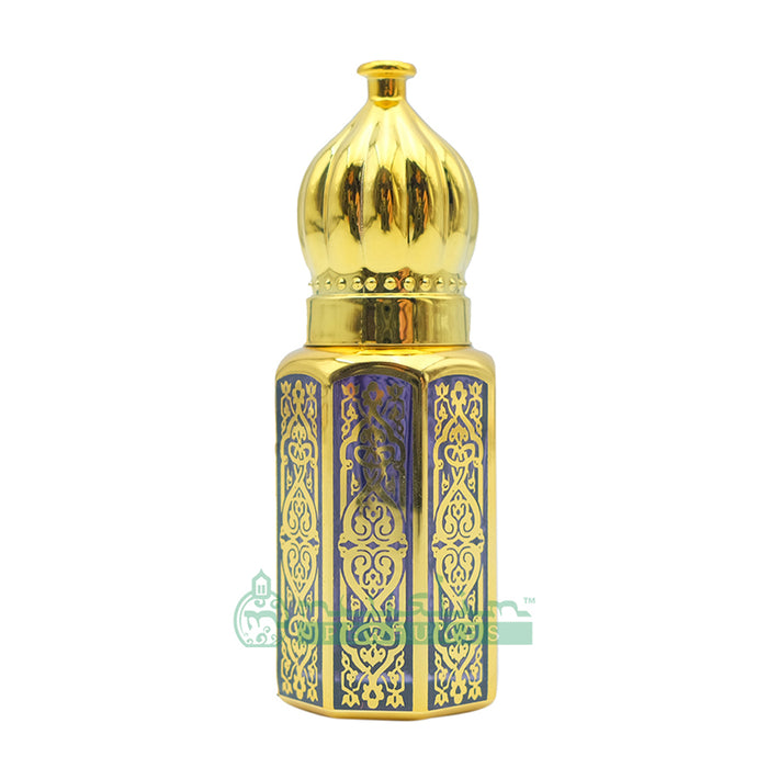 6 ml Perfume Bottles | Gold Arabesque Jeweled Dome Design (Dark Blue, Blue Or Red)