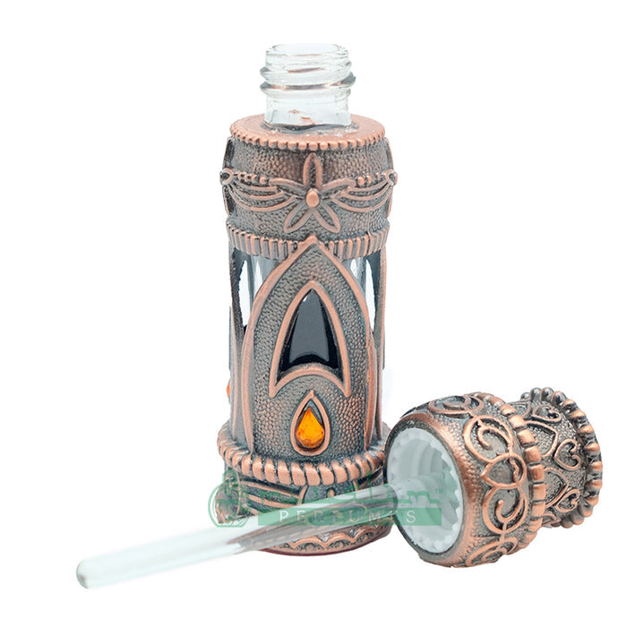 6 ml Pure Green Papuan Oud Perfume Oil in Emirati-Style Antique Bronze Encased Glass Dipstick Bottle
