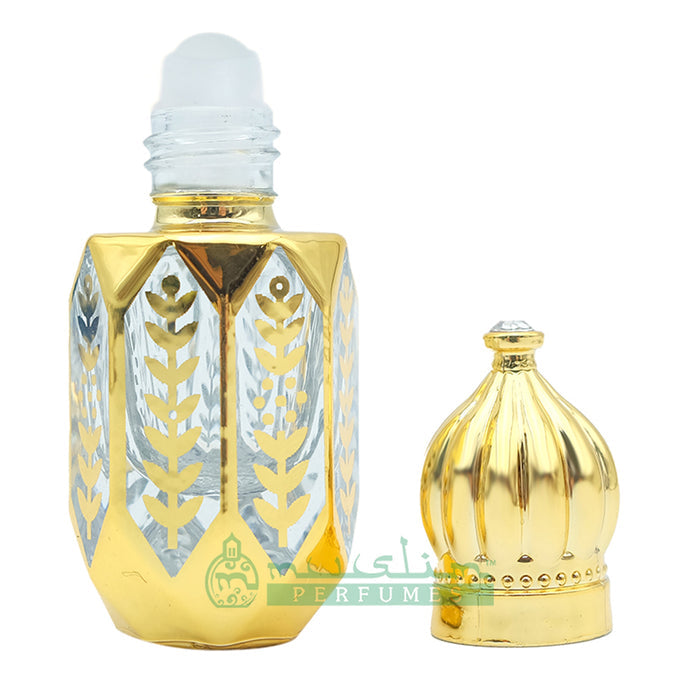 6 ml Tahara Musk Perfume Oil in Gold-Tone Masjid Dome Roll-On Glass Dipstick Bottle