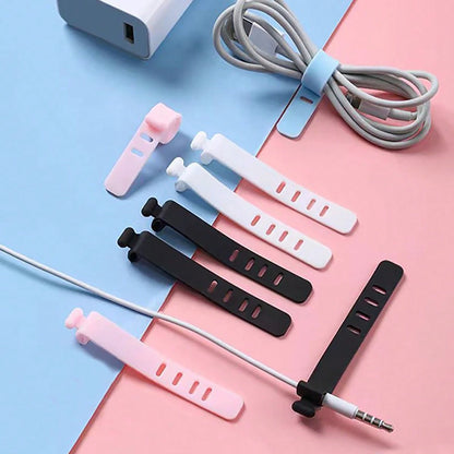 60/30/10PCS Silicone Cable Organizer Bag Travel Reusable USB Cable Ties Cable Wraps Cable Storage Straps