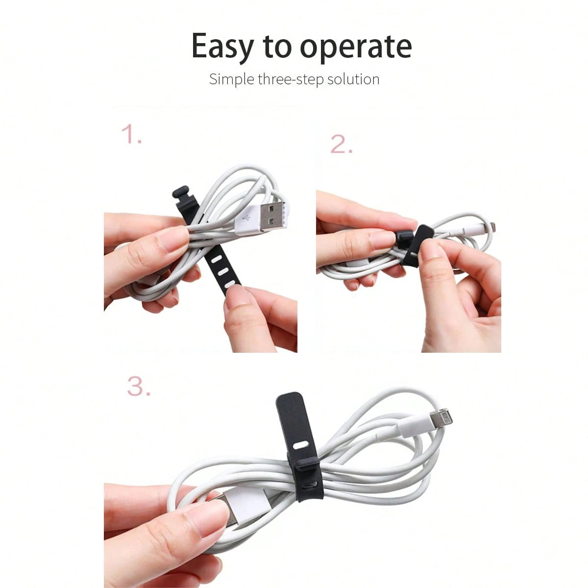 60/30/10PCS Silicone Cable Organizer Bag Travel Reusable USB Cable Ties Cable Wraps Cable Storage Straps