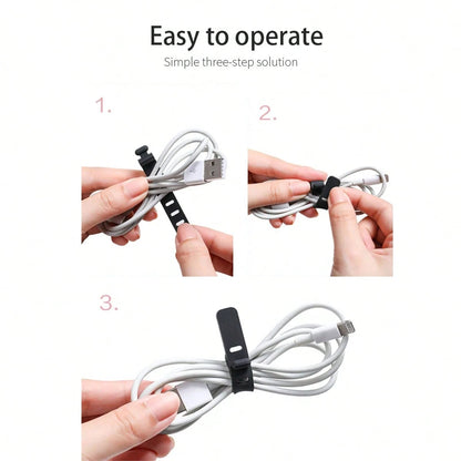 60/30/10PCS Silicone Cable Organizer Bag Travel Reusable USB Cable Ties Cable Wraps Cable Storage Straps