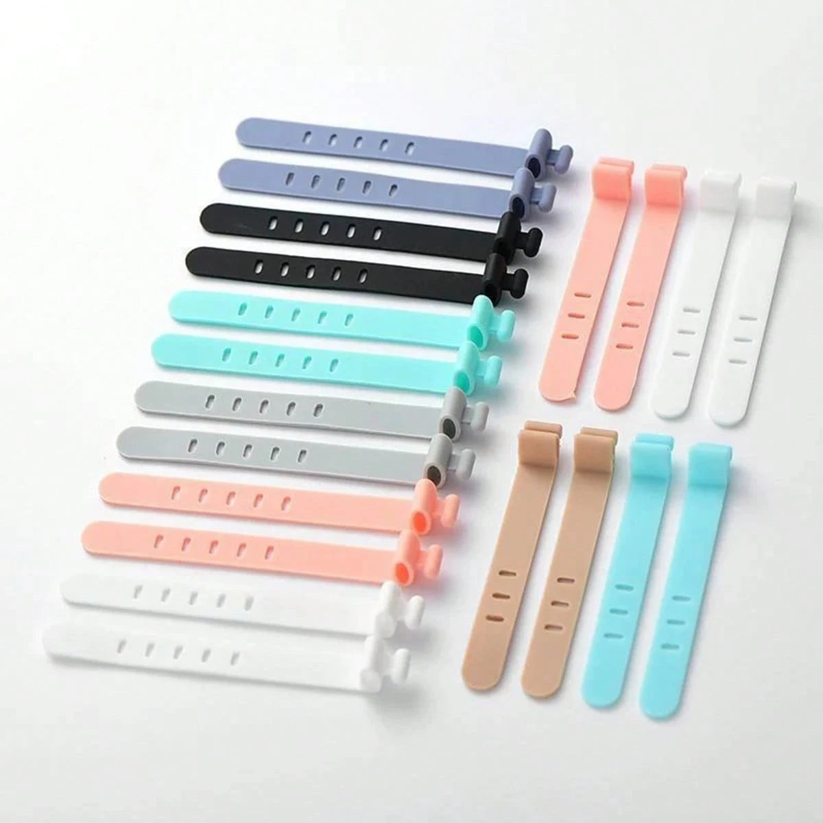 60/30/10PCS Silicone Cable Organizer Bag Travel Reusable USB Cable Ties Cable Wraps Cable Storage Straps