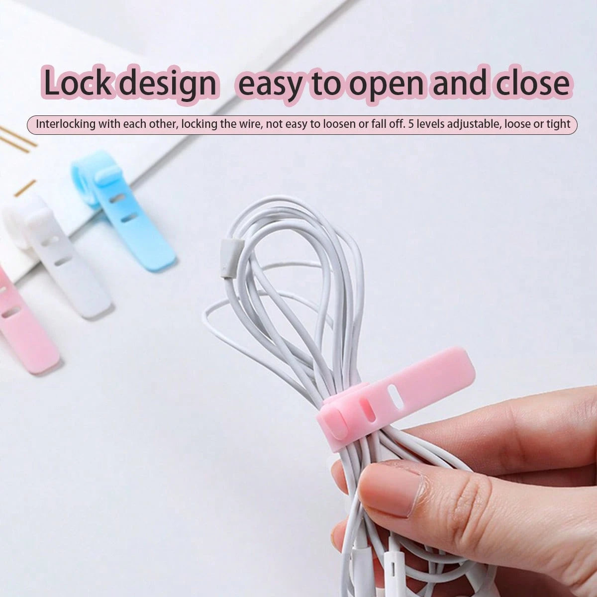 60/30/10PCS Silicone Cable Organizer Bag Travel Reusable USB Cable Ties Cable Wraps Cable Storage Straps