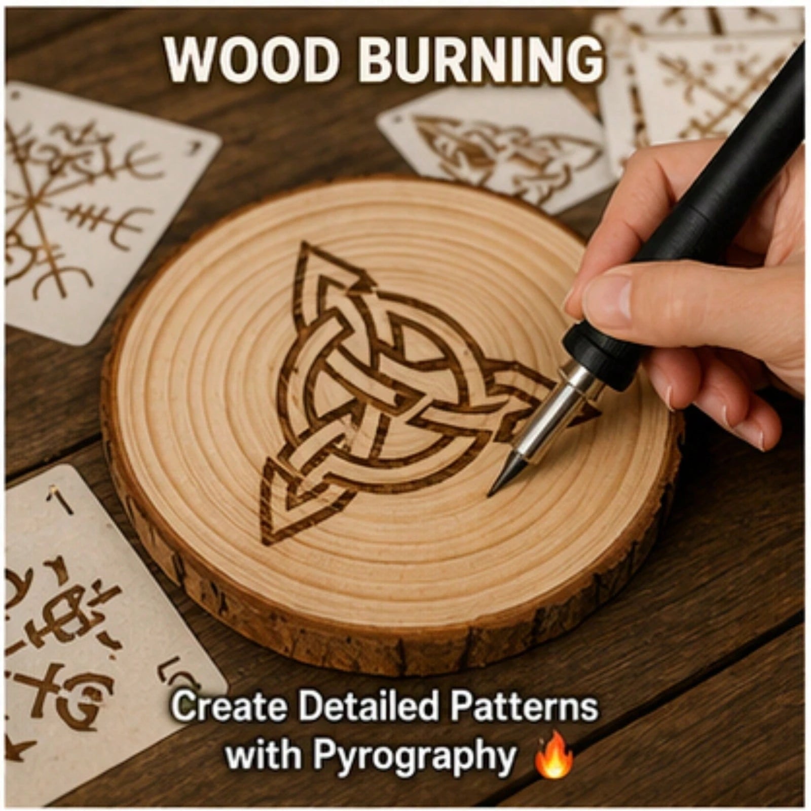 60 Pcs Runes Stencils For Painting, Nordic Viking Celtic Tree Of Life Nature Pattern, For Wood Burning, DIY Art Crafts, Canvas, Wall, Fabric And Rock Decoration
