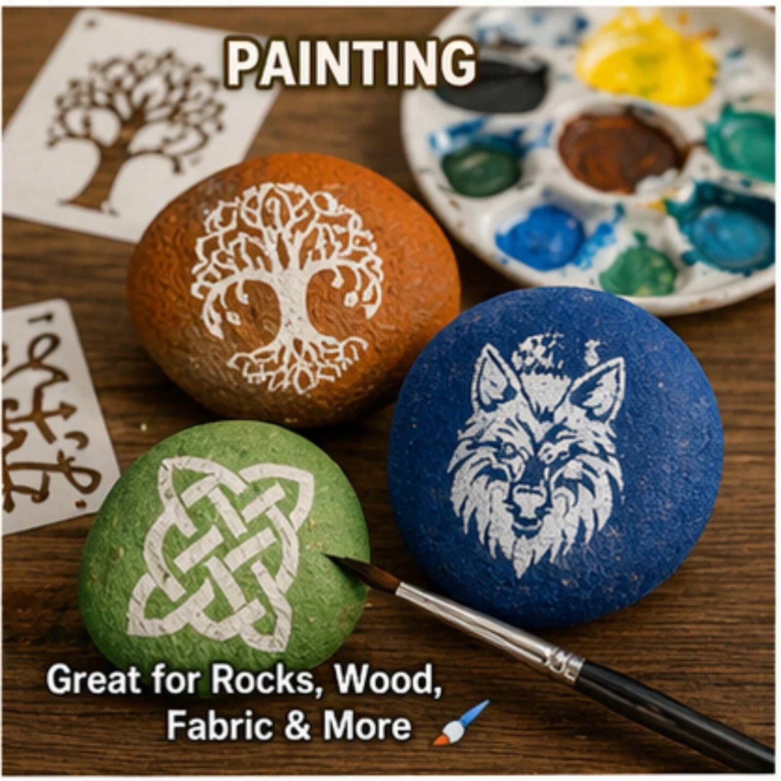 60 Pcs Runes Stencils For Painting, Nordic Viking Celtic Tree Of Life Nature Pattern, For Wood Burning, DIY Art Crafts, Canvas, Wall, Fabric And Rock Decoration