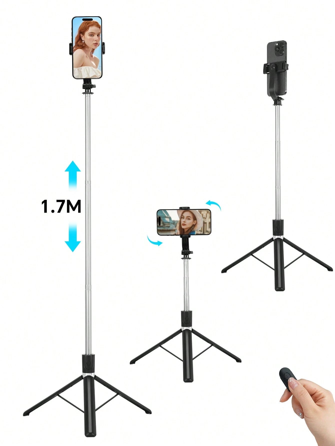 68 Inch Retractable Selfie Stick Professional Floor Tripod For Live Streaming, With Wireless Remote, 360° Rotation, Stable Anti-Shake Design. Ideal For Travel Vlogs & Outdoor Live Streaming. Compatib