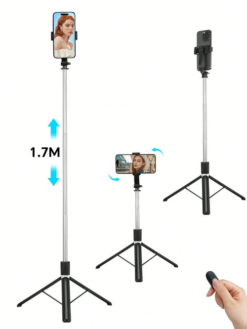 68 Inch Retractable Selfie Stick Professional Floor Tripod For Live Streaming, With Wireless Remote, 360° Rotation, Stable Anti-Shake Design. Ideal For Travel Vlogs & Outdoor Live Streaming. Compatib