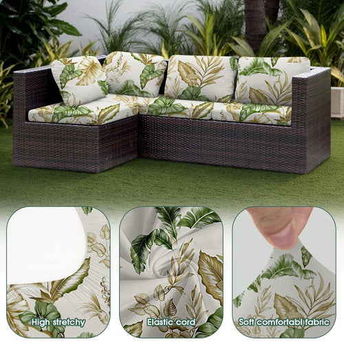 6PACK Patio Stretch Sofa Cushion Covers Outdoor Cushion Couch Cover Replacement,Waterproof Sofa Seat Cover Flexibility Chair Cushion Cover For Porch Patio Furniture Protector Cushion Slipcover