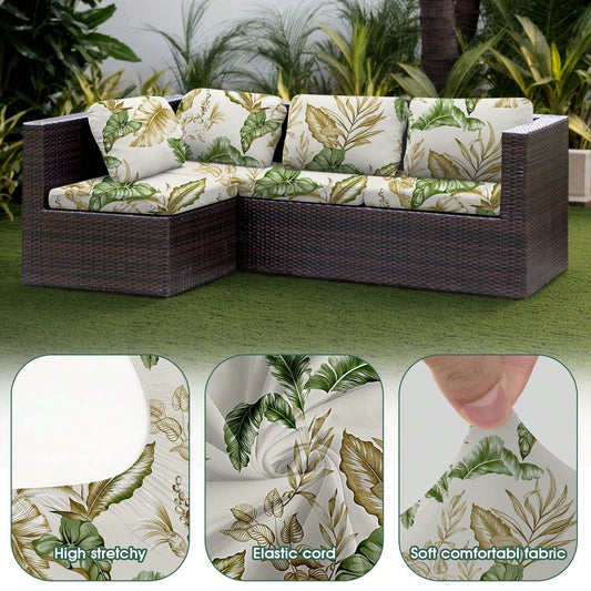 6PACK Patio Stretch Sofa Cushion Covers Outdoor Cushion Couch Cover Replacement,Waterproof Sofa Seat Cover Flexibility Chair Cushion Cover For Porch Patio Furniture Protector Cushion Slipcover