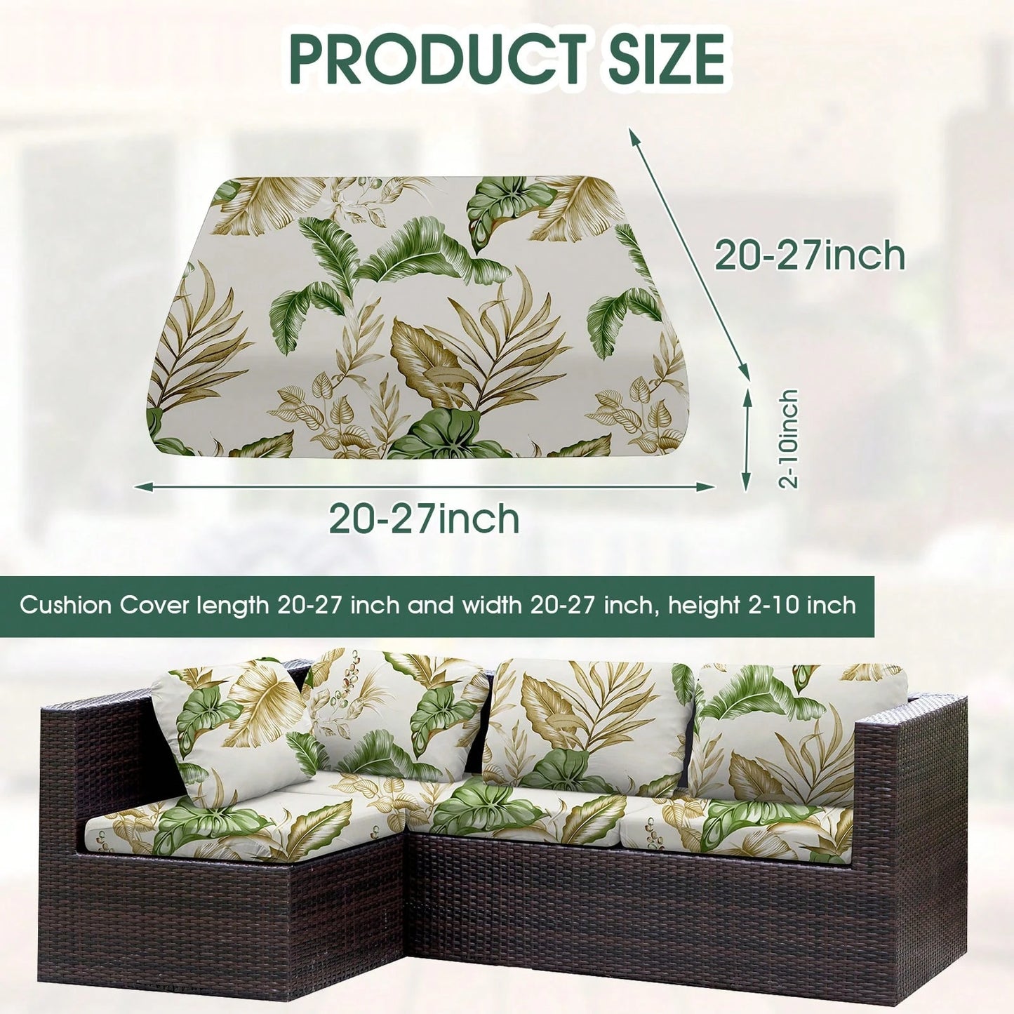 6PACK Patio Stretch Sofa Cushion Covers Outdoor Cushion Couch Cover Replacement,Waterproof Sofa Seat Cover Flexibility Chair Cushion Cover For Porch Patio Furniture Protector Cushion Slipcover