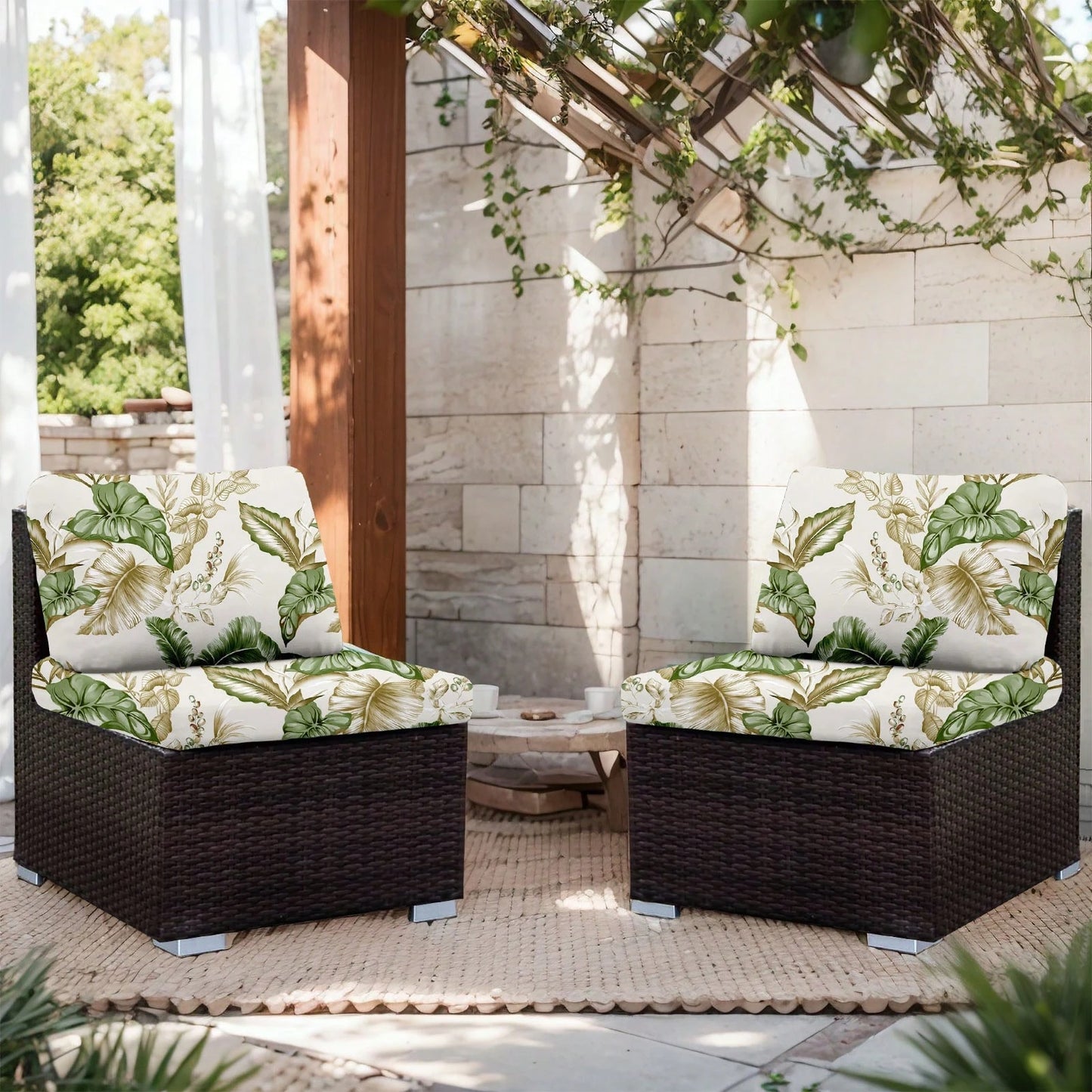 6PACK Patio Stretch Sofa Cushion Covers Outdoor Cushion Couch Cover Replacement,Waterproof Sofa Seat Cover Flexibility Chair Cushion Cover For Porch Patio Furniture Protector Cushion Slipcover
