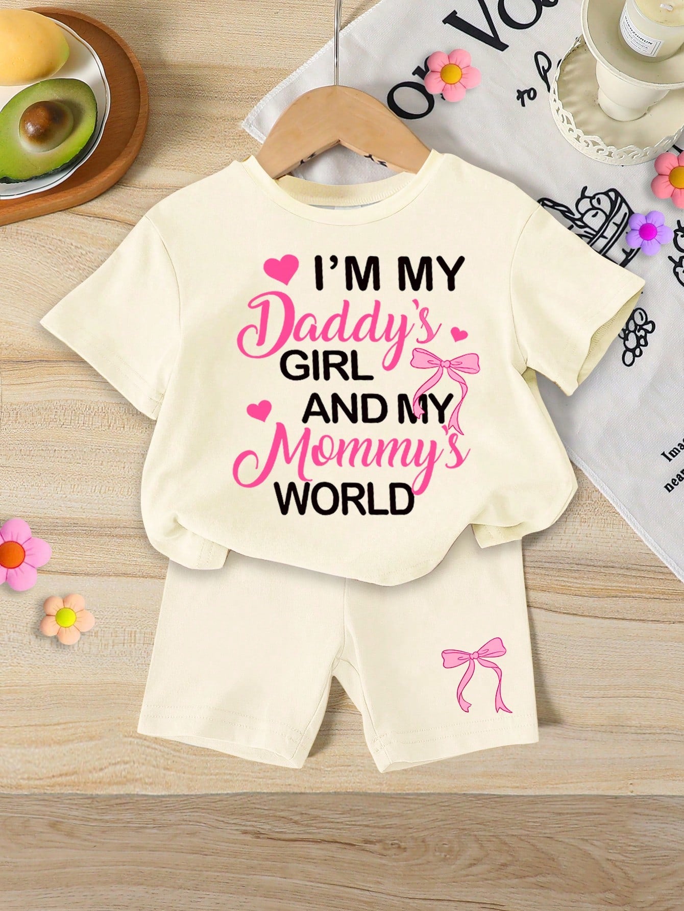 6pcs Baby Girl Sweet Cute Smiling Face, Letter, Dopamine Print Tie-Dye Color Casual Summer Outfit Set