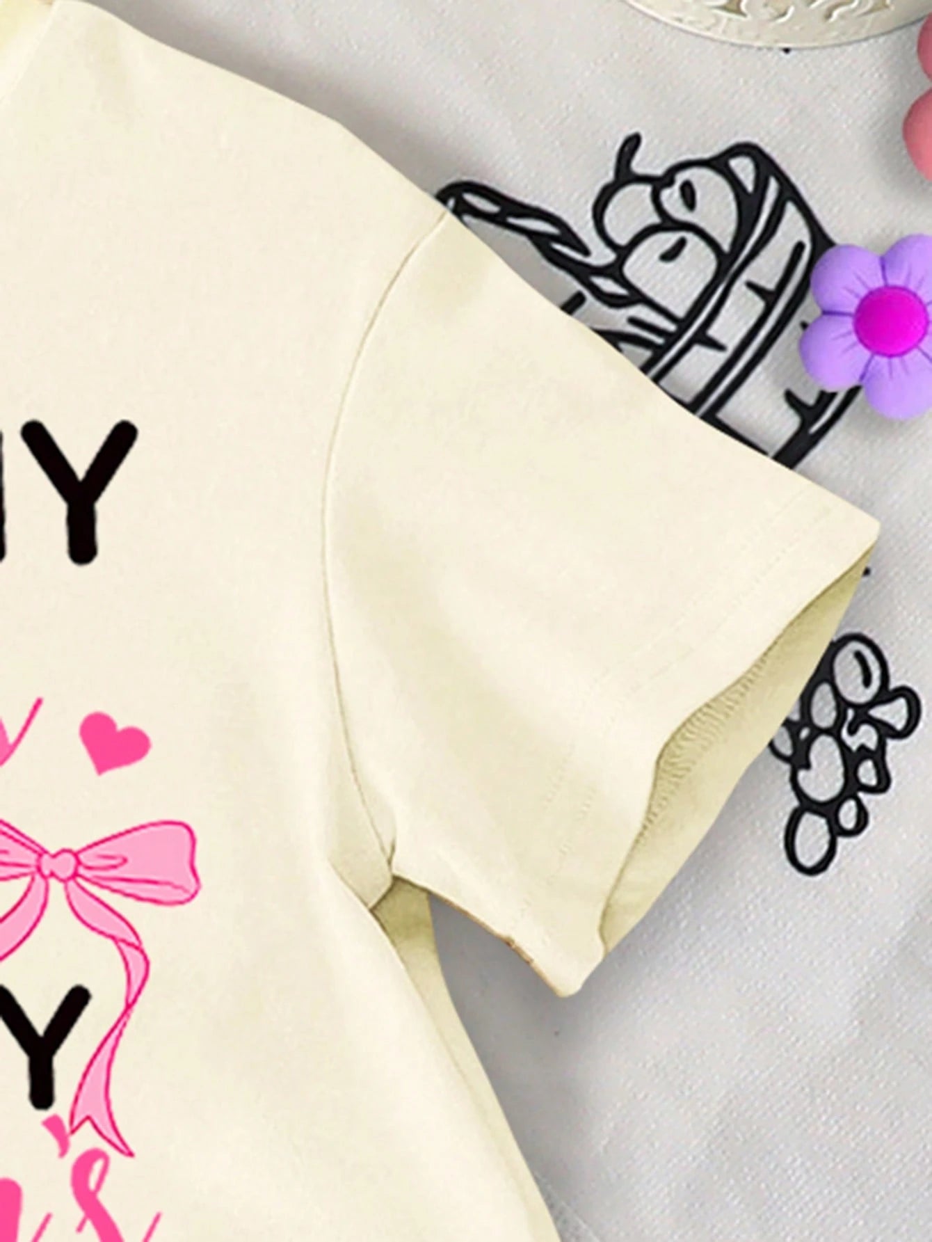 6pcs Baby Girl Sweet Cute Smiling Face, Letter, Dopamine Print Tie-Dye Color Casual Summer Outfit Set