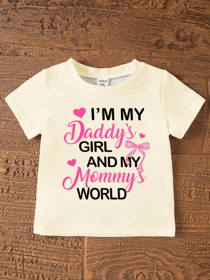 6pcs Baby Girl Sweet Cute Smiling Face, Letter, Dopamine Print Tie-Dye Color Casual Summer Outfit Set