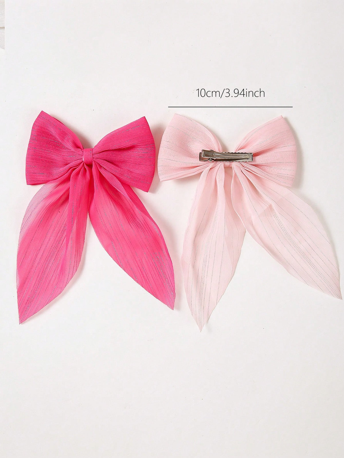 6pcs Girls' Multi-Color Mesh Fabric Bowknot Hair Clips, Minimalist Side Bangs Clips, Gentle On Hair, Versatile Everyday Use
