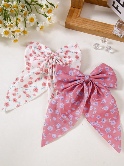 6pcs Girls' Multi-Color Mesh Fabric Bowknot Hair Clips, Minimalist Side Bangs Clips, Gentle On Hair, Versatile Everyday Use