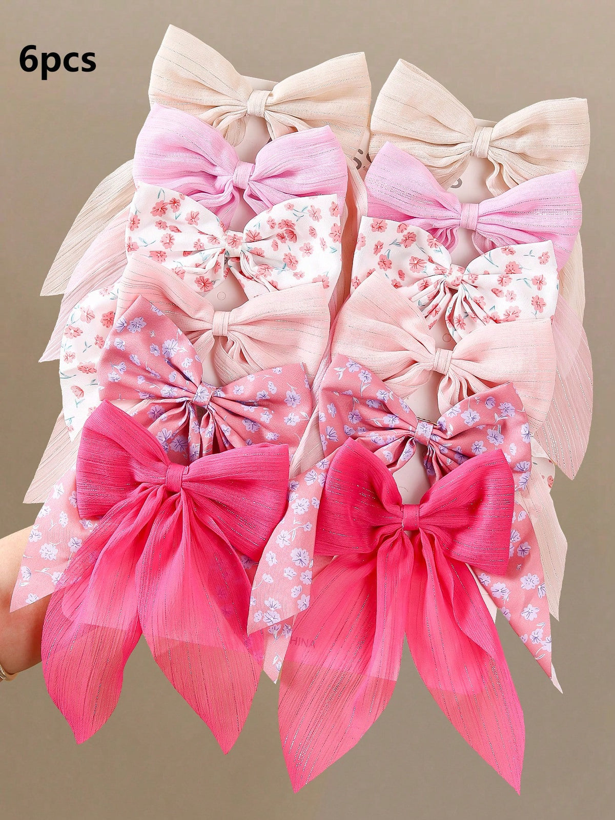 6pcs Girls' Multi-Color Mesh Fabric Bowknot Hair Clips, Minimalist Side Bangs Clips, Gentle On Hair, Versatile Everyday Use