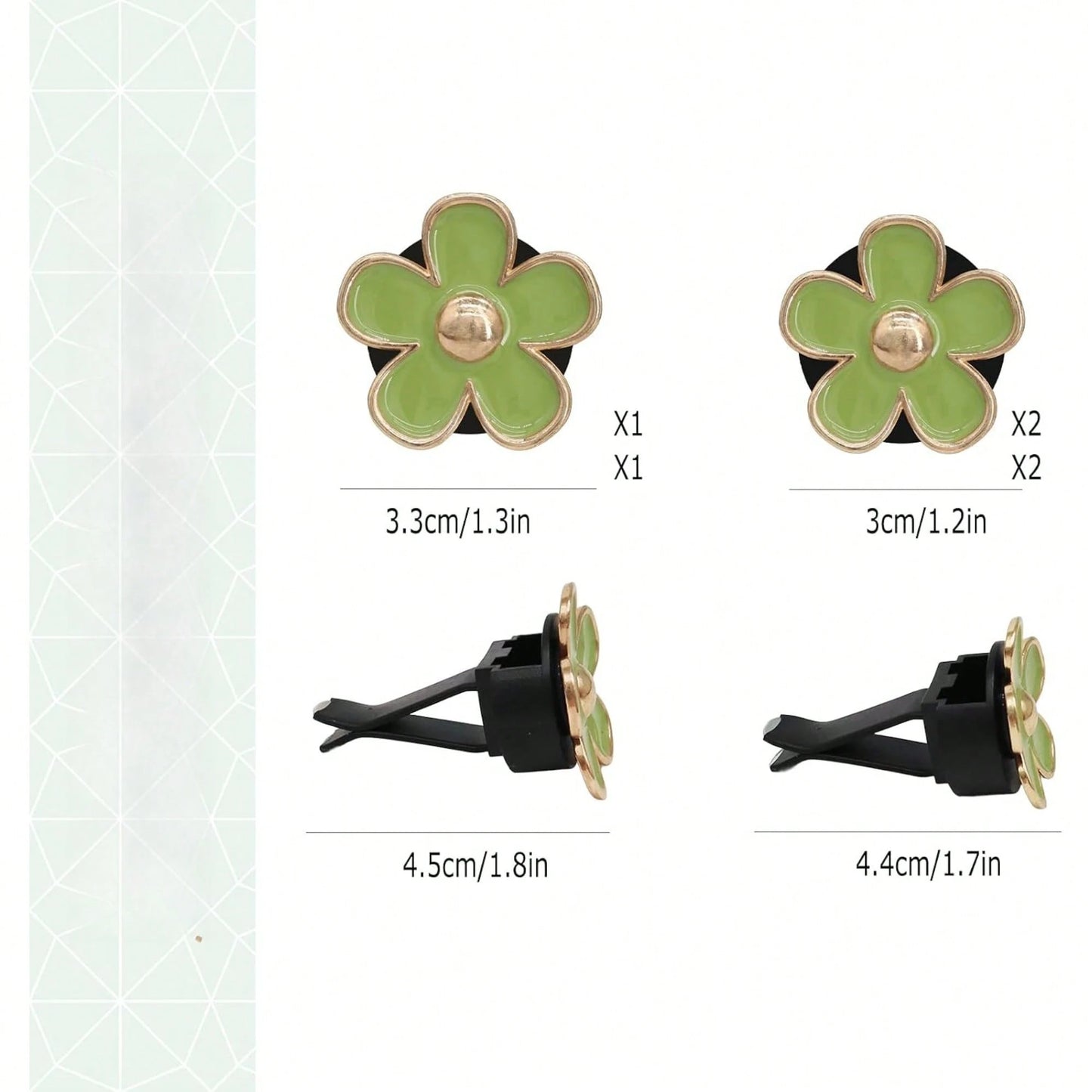 6Pcs Green Daisy Car Air Vent Clips, Two Sizes Sage Olive Green Flower Car Dashboard Decorations