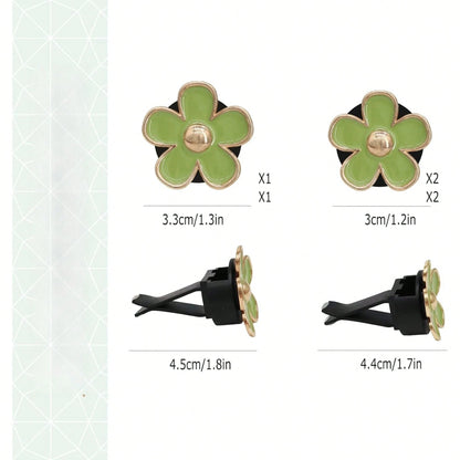 6Pcs Green Daisy Car Air Vent Clips, Two Sizes Sage Olive Green Flower Car Dashboard Decorations