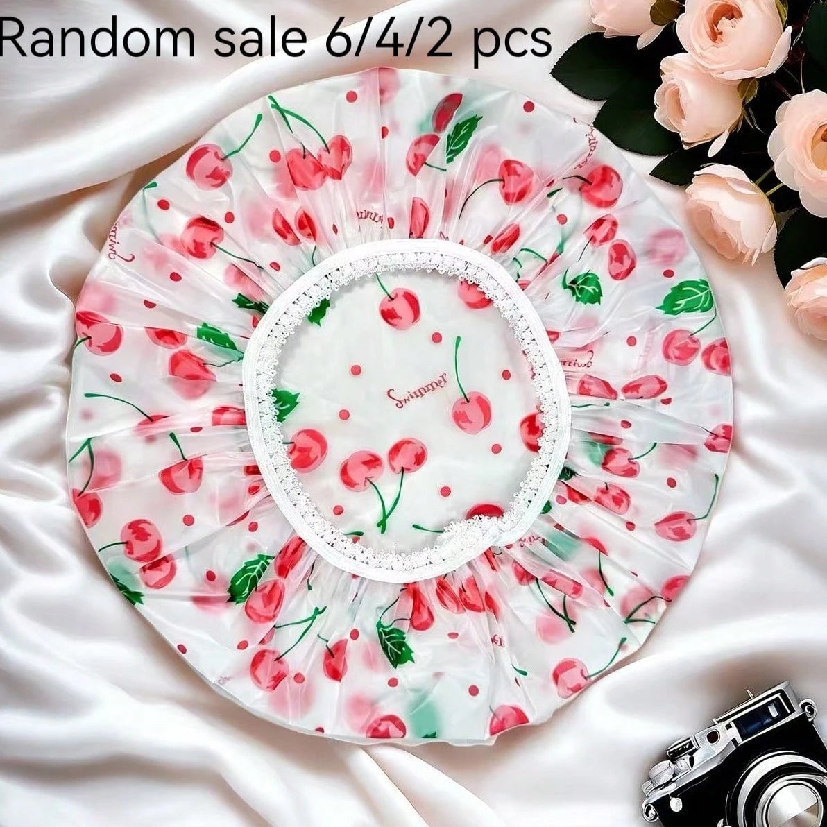 6pcs/Set Adjustable Printed Thick & Extra Large Shower Cap, Reusable, With Elastic Band, Suitable For Women Spa & Salon Use
