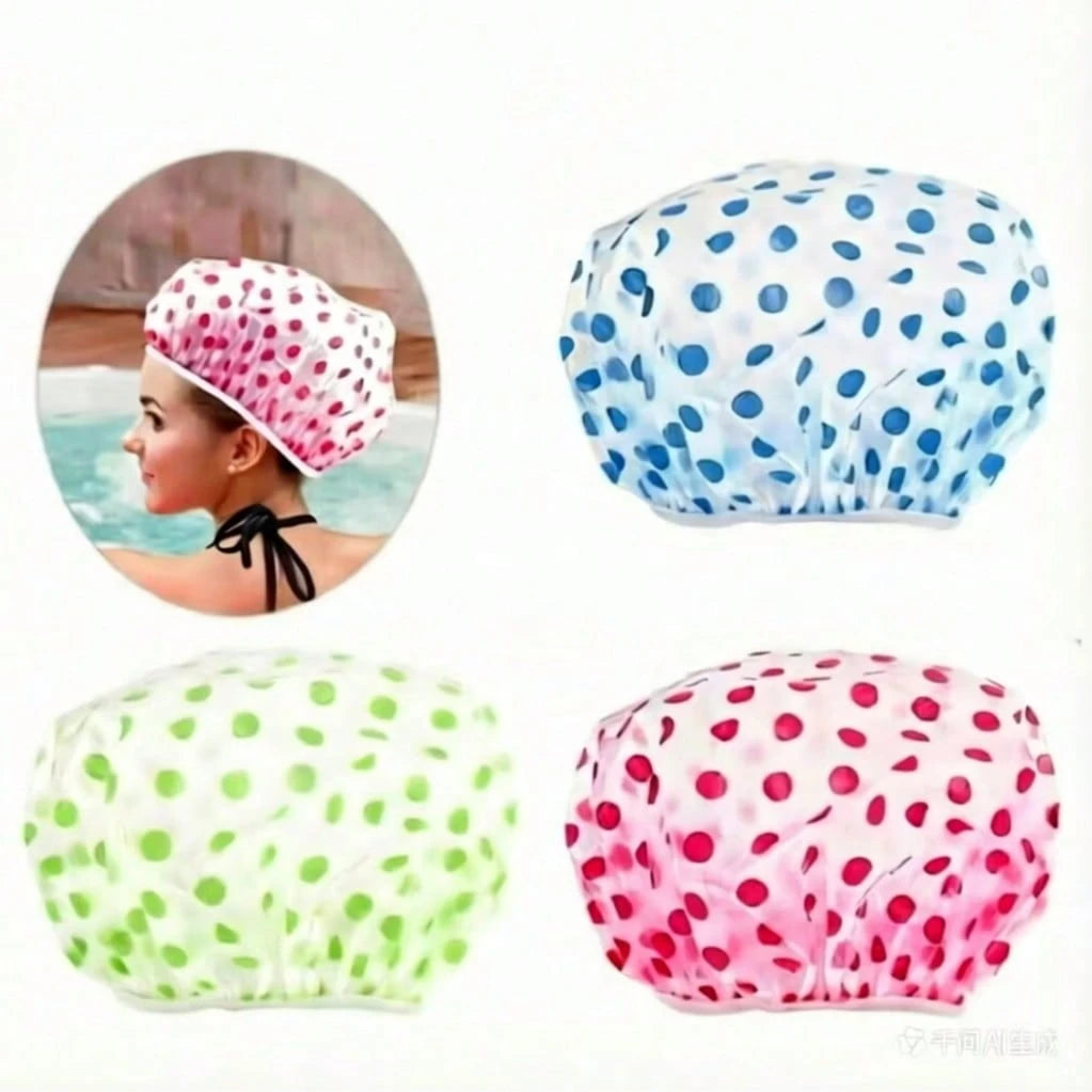 6pcs/Set Adjustable Printed Thick & Extra Large Shower Cap, Reusable, With Elastic Band, Suitable For Women Spa & Salon Use