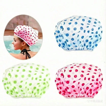6pcs/Set Adjustable Printed Thick & Extra Large Shower Cap, Reusable, With Elastic Band, Suitable For Women Spa & Salon Use
