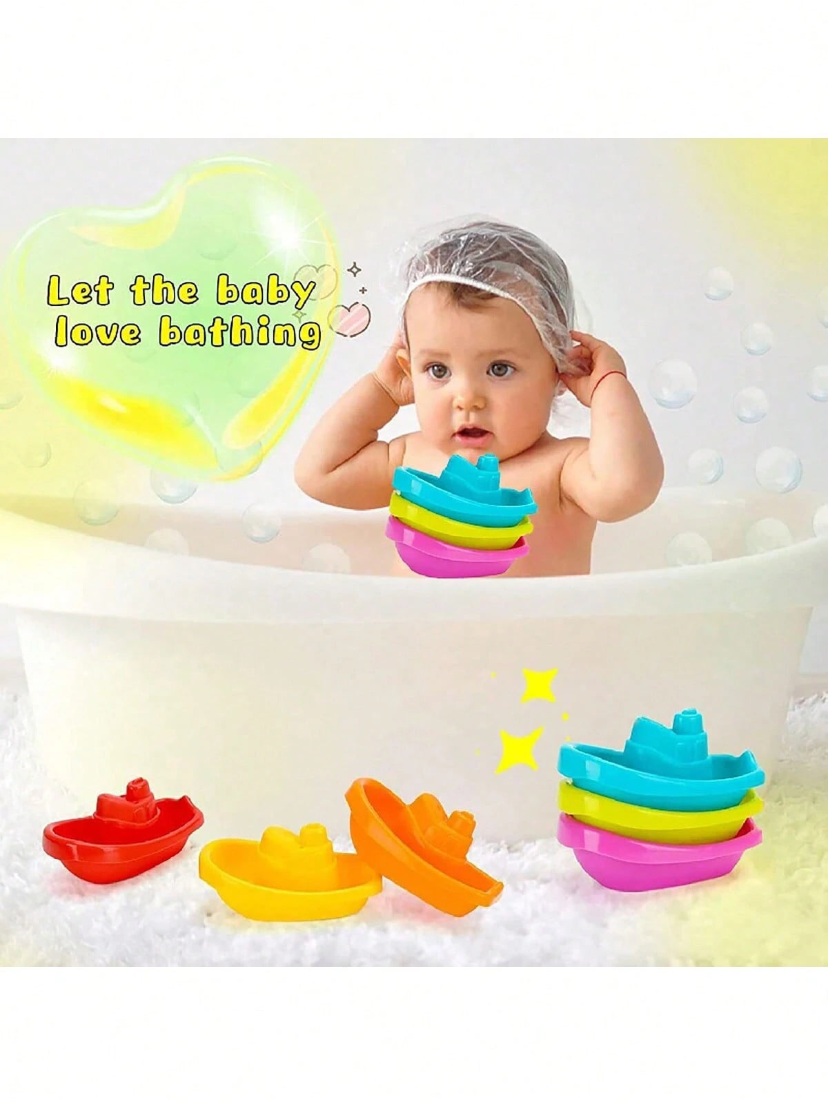 6pcs/Set Kids Swimming Pool Bath Stacking Boat Toys, Summer Water Game Stacking Toys, Outdoor Beach Water Toys, Children's Gift (Random Boat Color), Swimming Pool Toys, Kids Toys, Water Toys, Water Ta