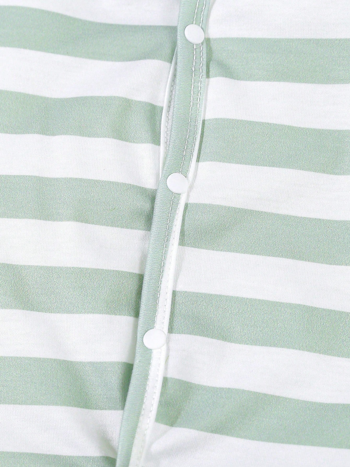 6pcs/Set Newborn Baby Boy/Girl Green Striped & Leaf Print Bodysuit, Pajamas With Hat