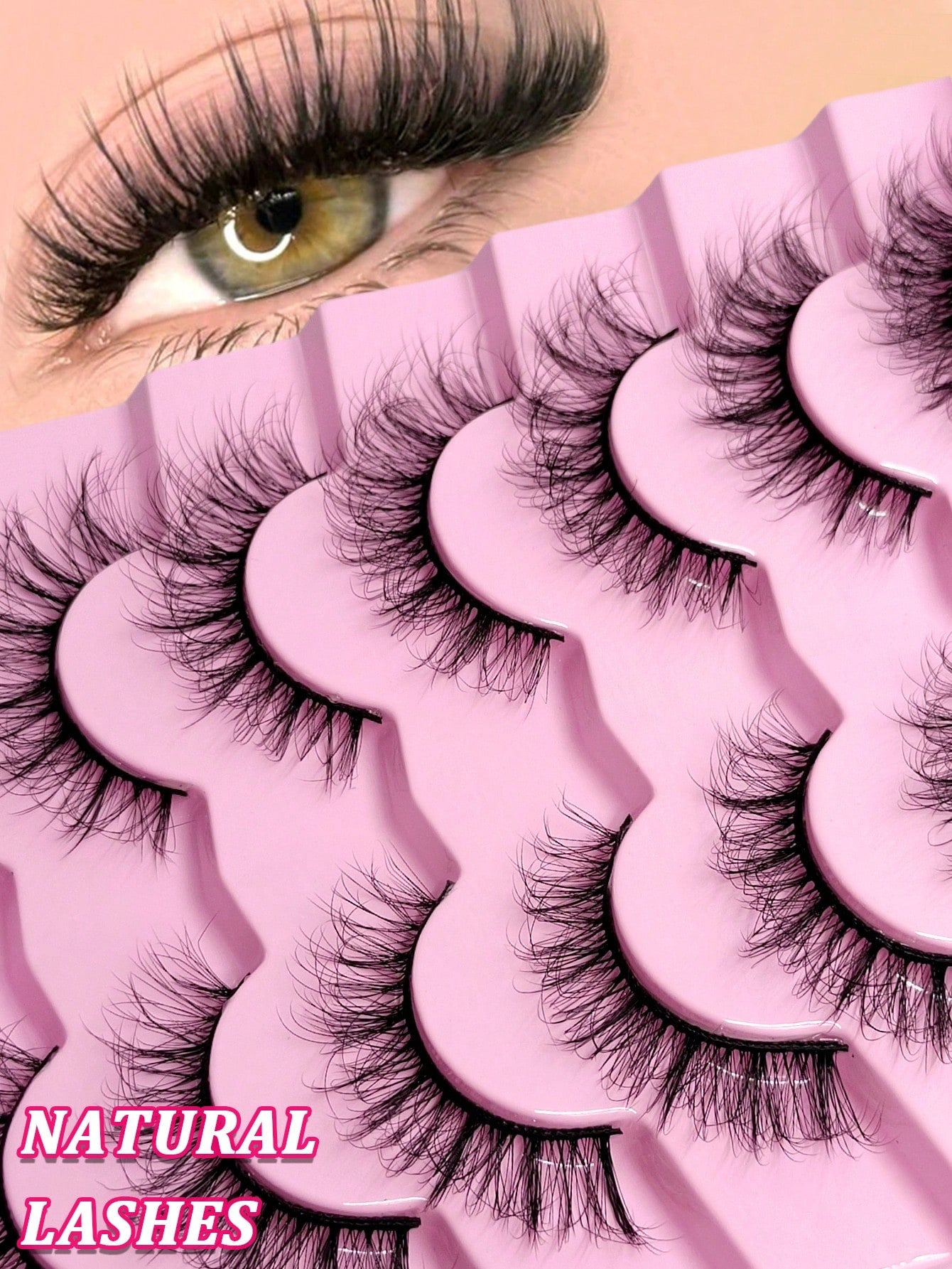 7 Pairs Fluffy Eyelashes Natural Volume False Lashes Wispy Soft Curly Fake Lashes Makeup