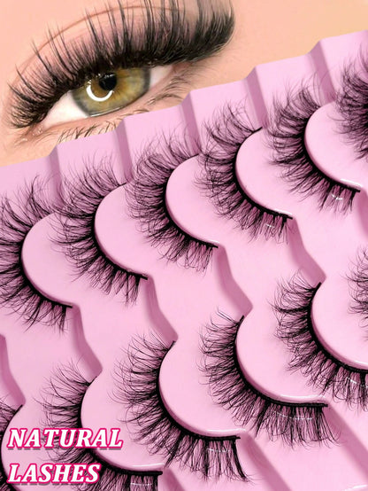 7 Pairs Fluffy Eyelashes Natural Volume False Lashes Wispy Soft Curly Fake Lashes Makeup