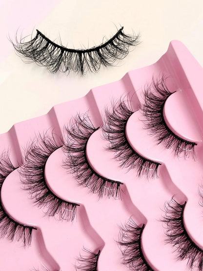 7 Pairs Fluffy Eyelashes Natural Volume False Lashes Wispy Soft Curly Fake Lashes Makeup