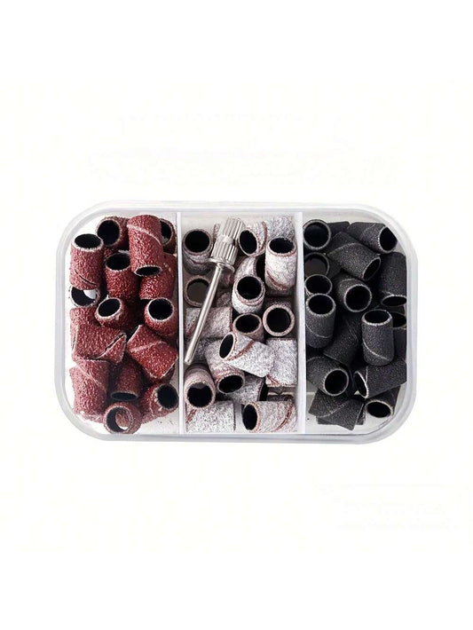 75Pcs Nail Sanding Bands With 3/32" Mandrel Bit, 80#120#180 Nail Sanders For Nail Drill Bit Acrylic Nails, Manicures, Pedicures Tools