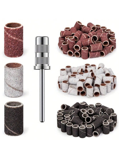 75Pcs Nail Sanding Bands With 3/32" Mandrel Bit, 80#120#180 Nail Sanders For Nail Drill Bit Acrylic Nails, Manicures, Pedicures Tools
