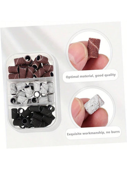 75Pcs Nail Sanding Bands With 3/32" Mandrel Bit, 80#120#180 Nail Sanders For Nail Drill Bit Acrylic Nails, Manicures, Pedicures Tools