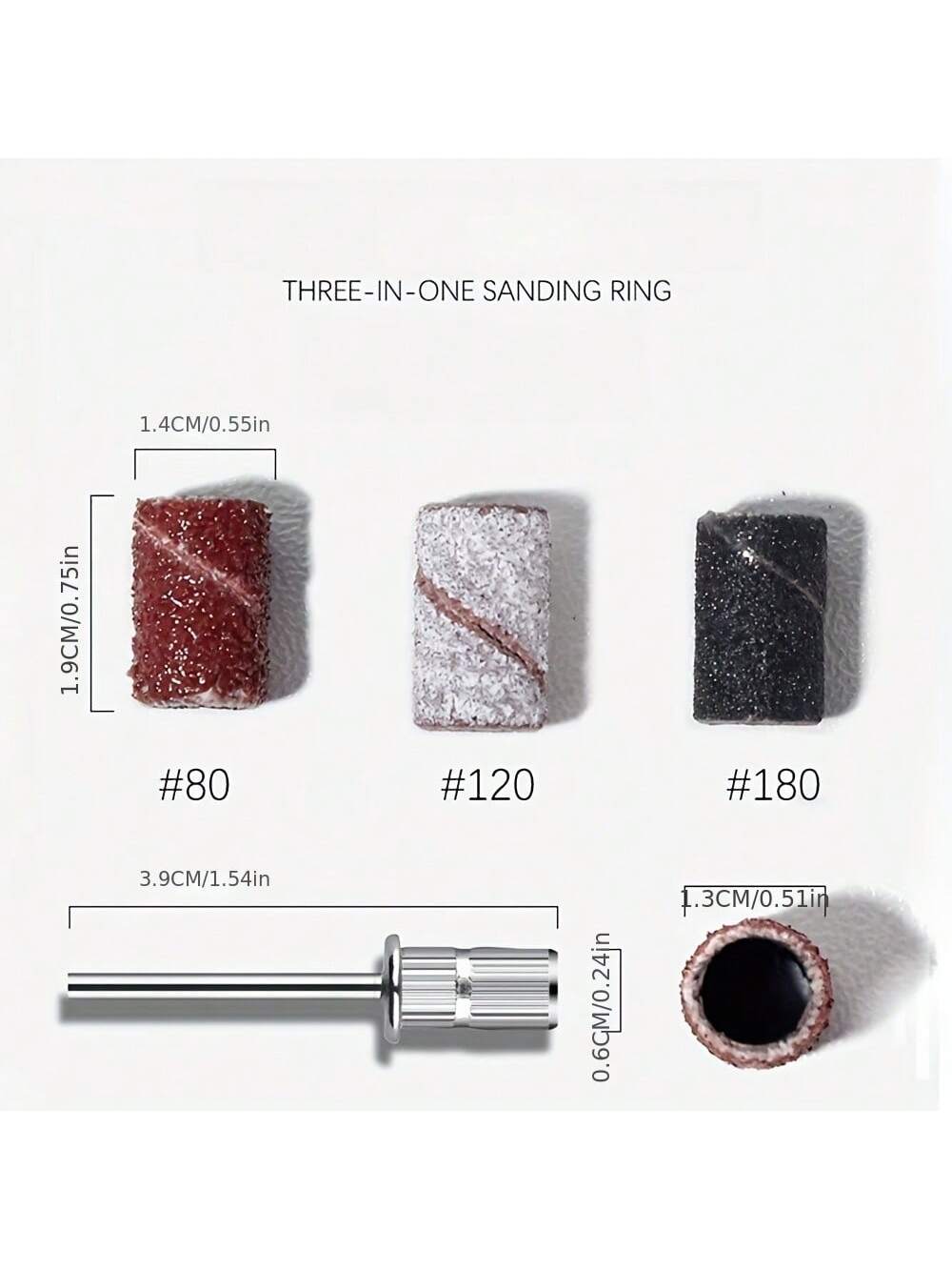 75Pcs Nail Sanding Bands With 3/32" Mandrel Bit, 80#120#180 Nail Sanders For Nail Drill Bit Acrylic Nails, Manicures, Pedicures Tools