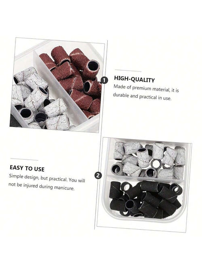 75Pcs Nail Sanding Bands With 3/32" Mandrel Bit, 80#120#180 Nail Sanders For Nail Drill Bit Acrylic Nails, Manicures, Pedicures Tools