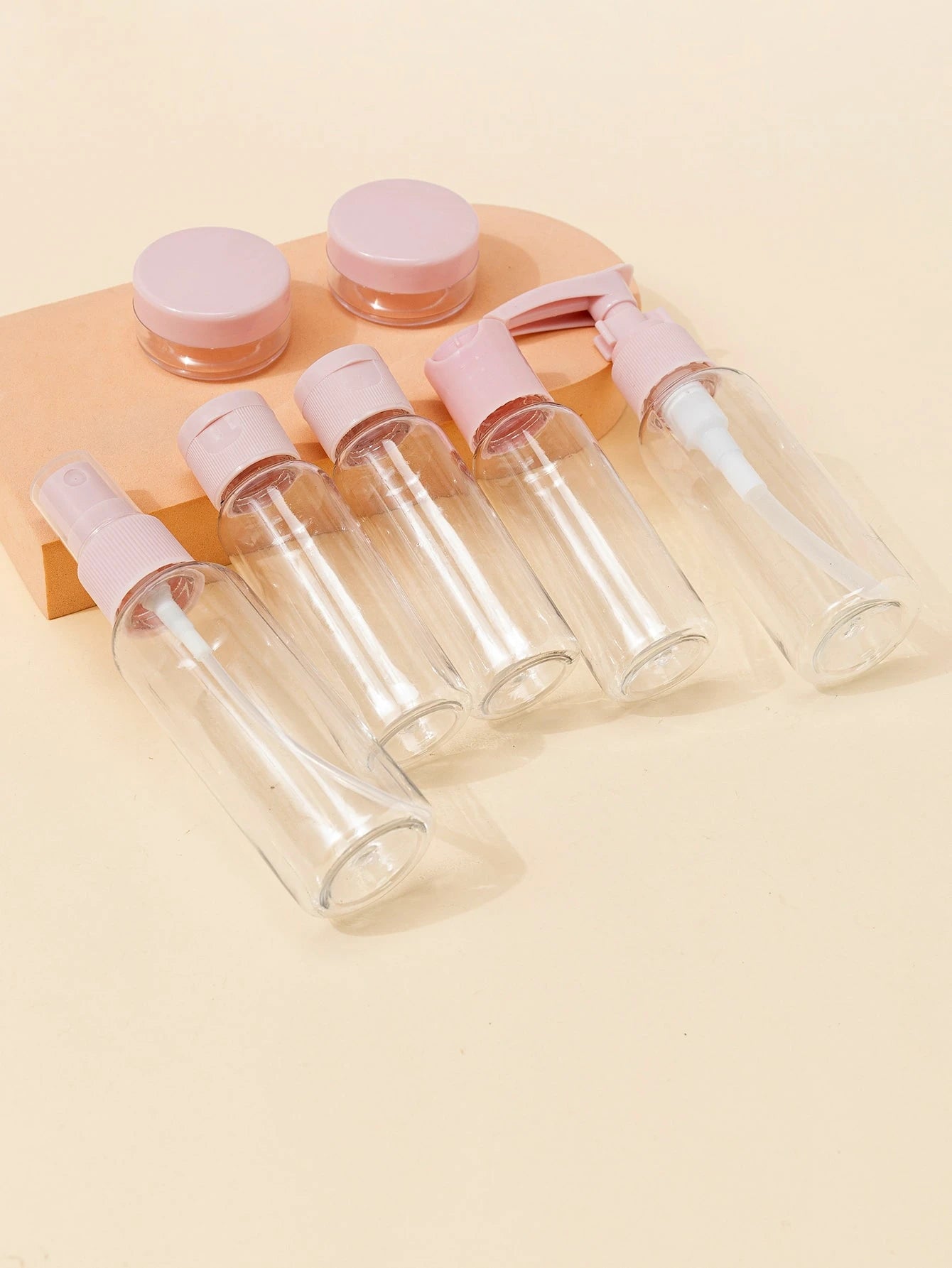 7Pcs Black Travel Bottle Set 60Ml+40Ml+10G Empty Containers For Skincare, Lotion, Cream, Makeup Subpackage Bottle Dispensing Bottles Spray Bottle, Living Room Home Bedroom Bathroom House Decor, Travel