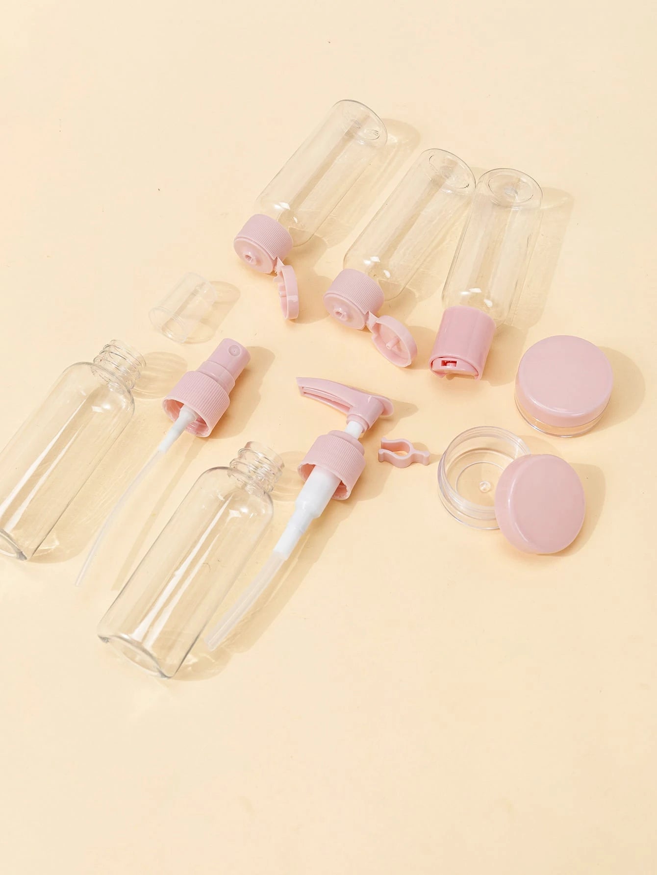 7Pcs Black Travel Bottle Set 60Ml+40Ml+10G Empty Containers For Skincare, Lotion, Cream, Makeup Subpackage Bottle Dispensing Bottles Spray Bottle, Living Room Home Bedroom Bathroom House Decor, Travel
