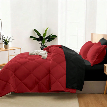 7Pcs Or 5Pcs Luxurious Comforter Set-Breathable Comforter-Ultra-Soft Fluffy Fiber Filling, Warmth For All Seasons-Quilted Comforter, Flat Sheet, Fitted Sheet, Pillowcases, Pillow Shams, Bed In A Bag
