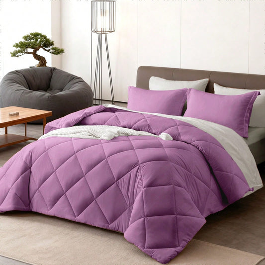 7Pcs Or 5Pcs Luxurious Comforter Set-Breathable Comforter-Ultra-Soft Fluffy Fiber Filling, Warmth For All Seasons-Quilted Comforter, Flat Sheet, Fitted Sheet, Pillowcases, Pillow Shams, Bed In A Bag